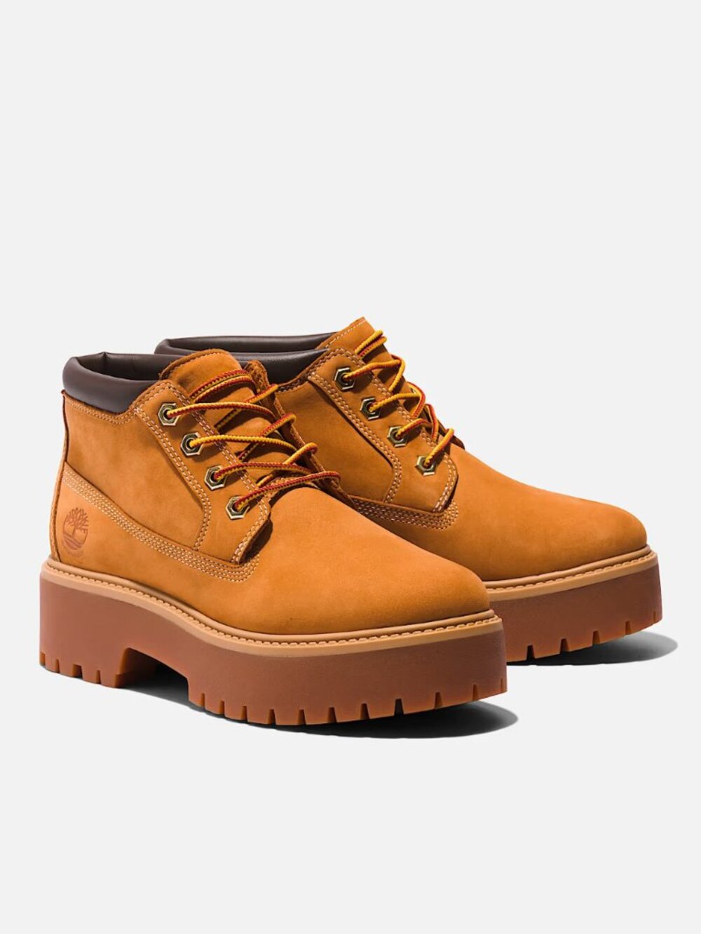 Timberland Stone Street Waterproof Platform Chukka Boots in Wheat Nubuck